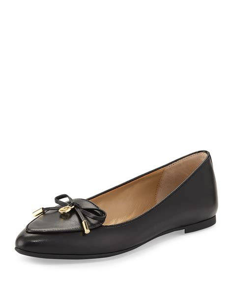 michael kors black ballet shoes|Michael Kors black leather shoes.